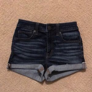 Dark Blue Denim “Ne(x)t Level Stretch” Hi-Rise Shortie American Eagle